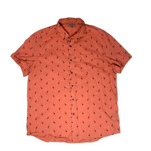 Kenneth Cole Reaction Coral Button Up with Design Extra Large